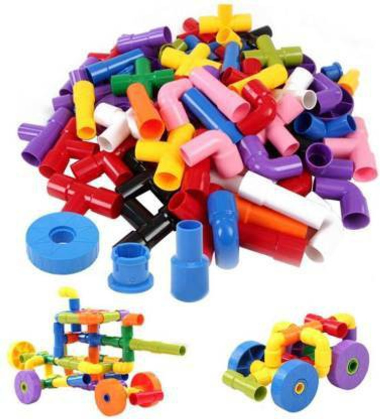 Sanchi Creation Colorful Creative Educational Construction Plastic Pipe Block (Multicolor)(Multicolor)