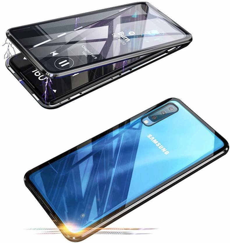 LINASO Front & Back Case for Galaxy A20 Magnetic Flip with Metal Frame Back Cover - LINASO