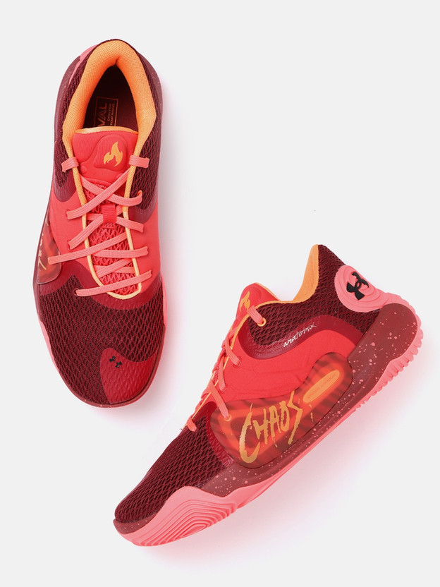 UNDER ARMOUR Men Burgundy Coral Pink 