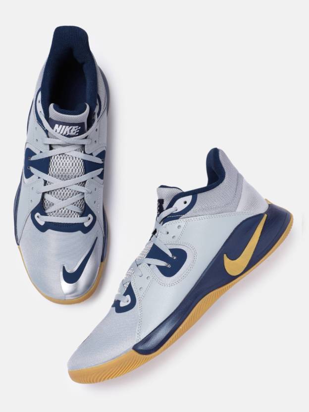 NIKE Men Grey Navy Blue  MID Leather Basketball Shoes Basketball Shoes  For Men - Buy NIKE Men Grey Navy Blue  MID Leather Basketball Shoes  Basketball Shoes For Men Online at