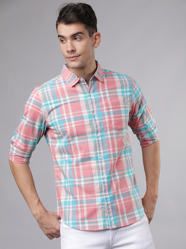 Pink white and blue shirt clearance