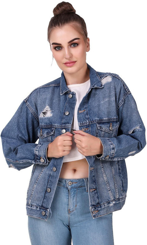 Distressed Women Denim Jacket 