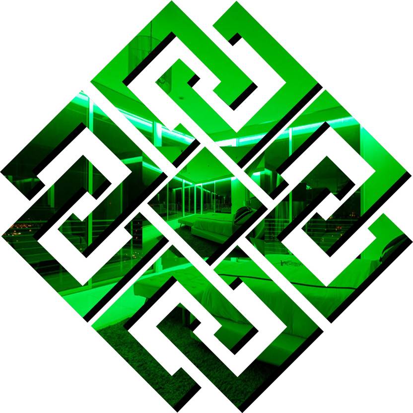 Sticker Hub 20 cm Acrylic 3D Square D Acrylic Mirror Wall Sticker (Green) Self Adhesive Sticker