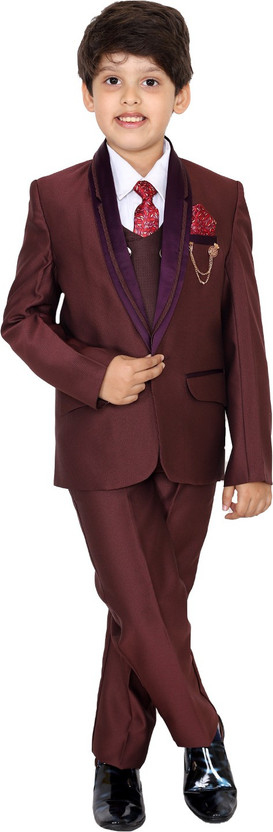 Fourfolds 5 Piece Coat Suit Solid Boys 