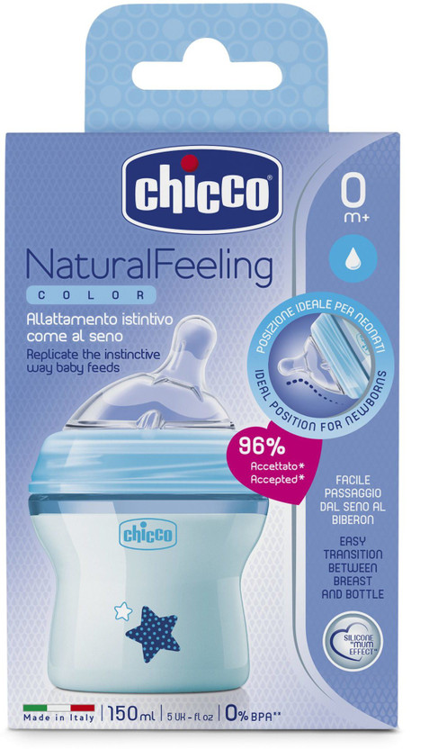 Chicco Naturalfeeling Fbottle 0M+150Ml Blue Col - 150 ml(Blue)