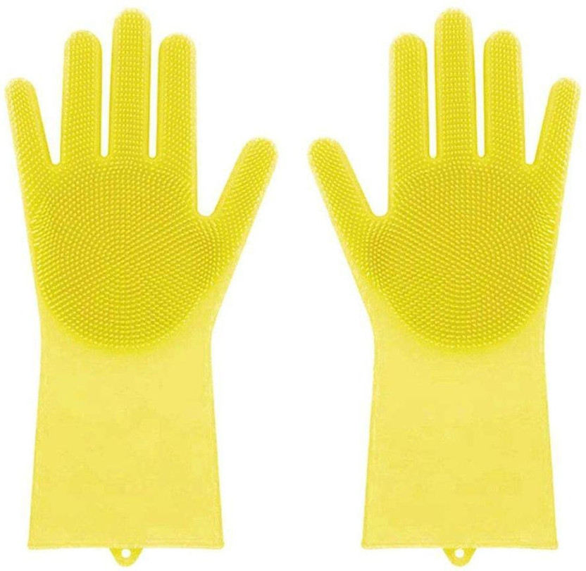MJEXIM EdenSoul Silicone Dish Washing Hand Gloves (Large) Wet and Dry Glove(Free Size)
