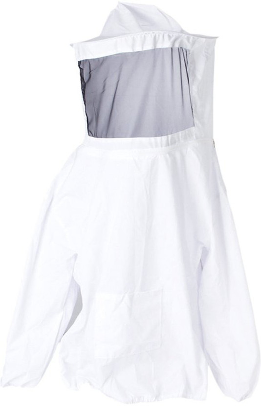 BOLT Professional Beekeeping Jacket Veil Bee Protecting Suit Dress Smock Equipment Safety Jacket(White)