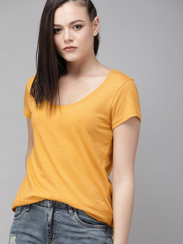 Yellow scoop neck t shirt Clearance
