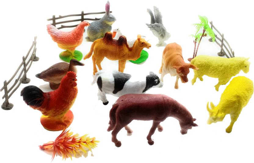 SaleOn 12pc Farm Animal Toys Set Model Children Puzzle Early Education