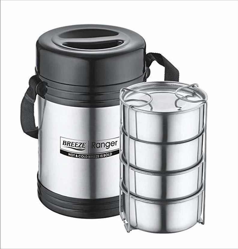 BREEZE Ranzer 4 4 Containers Stainless Steel Office Lunch Box(1000 ml)