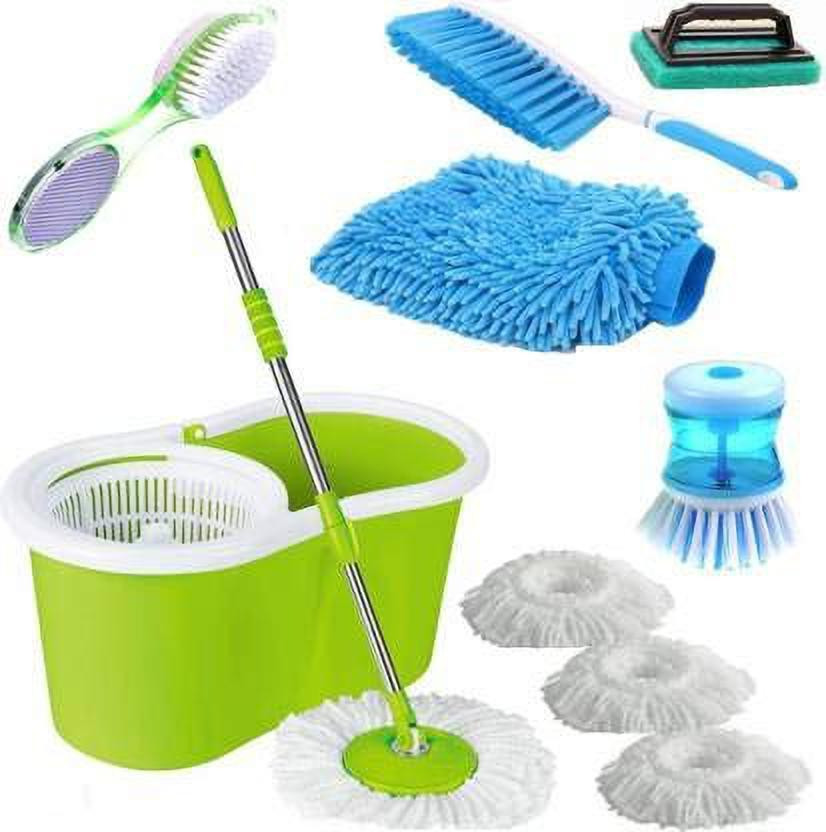 GTE Plastic Home Magic Spin Mop with Bucket, Cleaning Wipe Combo Set (Medium, Multicolour) Mop