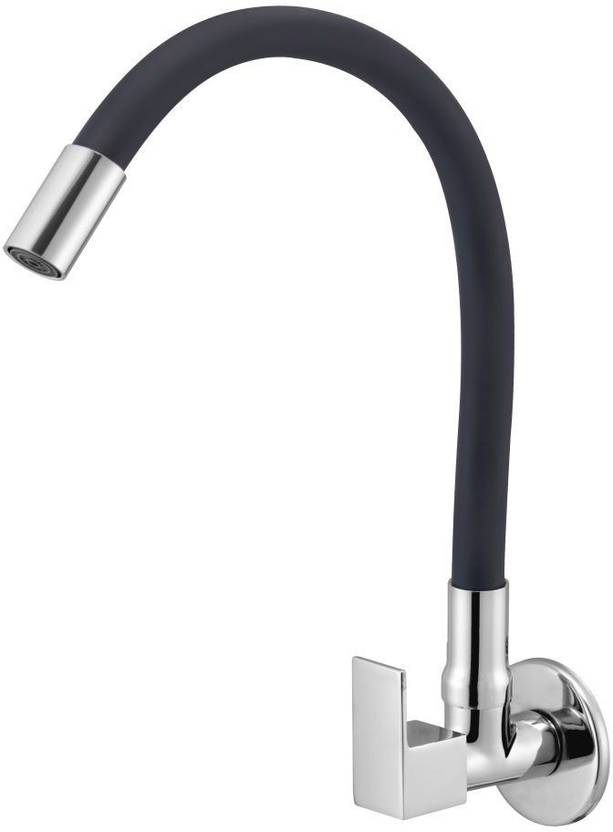 Prestige ORN Flexible Sink Cock With Wall Flange Black Pillar Tap