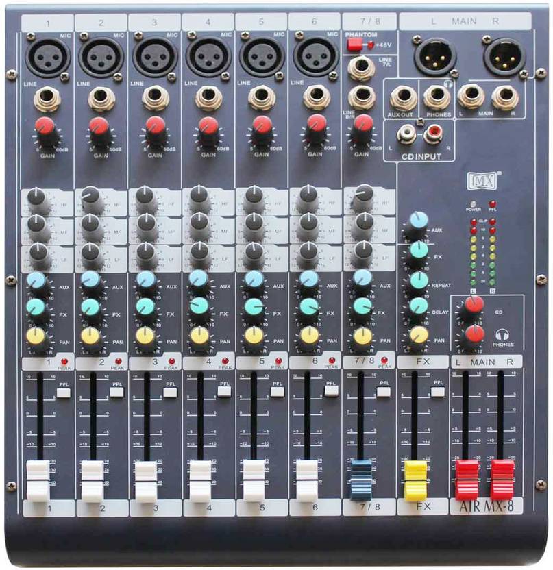 MX Live Audio Mixer 8 Channel Professional Mixer AIR 8 Analog Sound