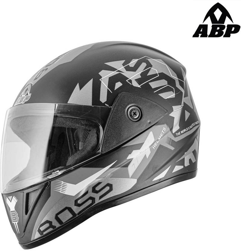ABP Boss Motorsports Helmet Silver Print (Matte) Motorbike Helmet Buy