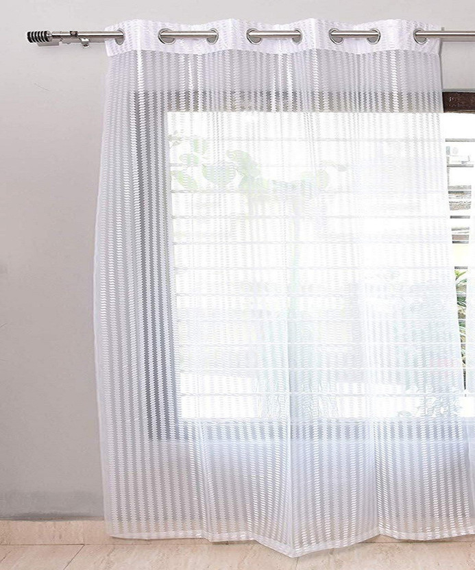 La elite 213 cm (7 ft) Door Polyester Transparent Curtain Single Curtain(White, Self Design)