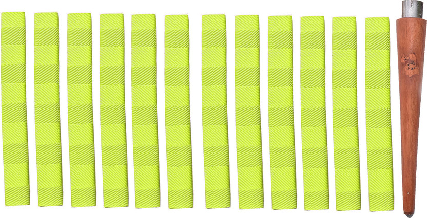 APPS SPORTS Bat Grip Set of 12 Cricket Bat Handle Grip + One Wooden Cricket Bat Cone Chevron(Yellow, Pack of 12)