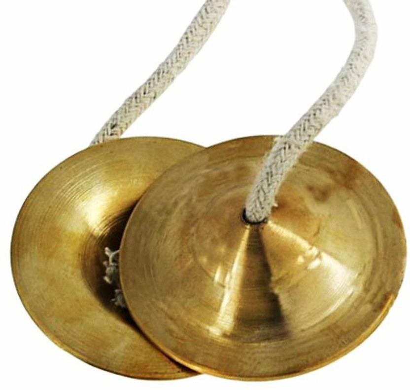mPix Handmade Brass Percussion Instrument With Strap - Hand Cymbals Manjeera/Manjira Pair - Indian Musical Instrument Kartal Instrument
