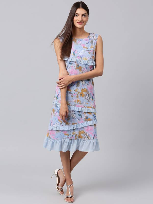 ATHENA Women Fit and Flare Light Blue Dress Buy ATHENA Women Fit and