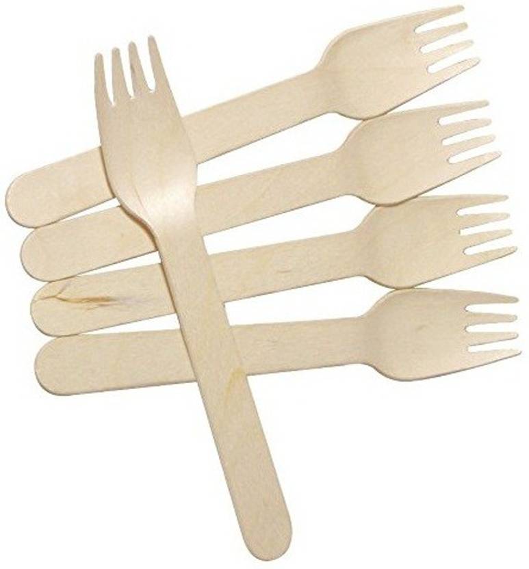 efforwave Disposable Wooden Spoons Biodegradable Wooden Forks 14cm