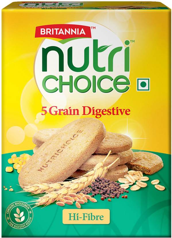 BRITANNIA Nutri Choice 5 Grain High Fibre Multigrain Biscuits Digestive whole-wheat-britannia-nutri-choice-digestive-biscuit-packaging-type