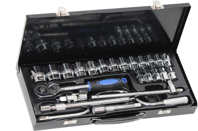boAt Digital Craft 24pcs/set Professional Wrench Socket Set Hardware Car Boat Motorcycle Repairing Tools Kit Multitool Hand Tools Car-Styling with Metal Toolbox Storage Case Socket Set(Pack of 24) - Flipkart Deal