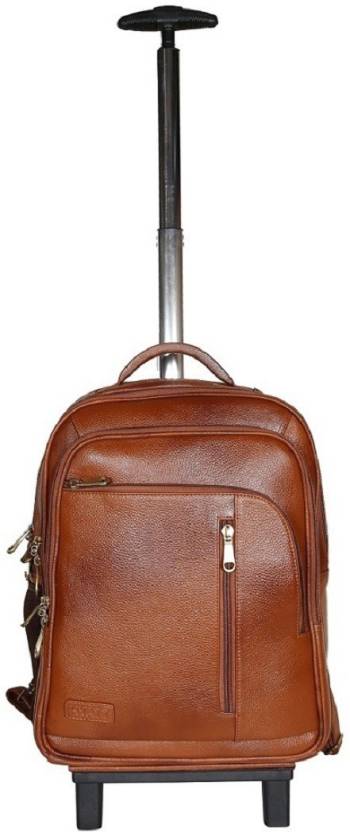 HYATT Leather Accessories 18 Inch Leather Laptop Backpacks Trolley Luggage Bags (Tan) Cabin & Check-in Set - 18 TAN - Price in India | Flipkart.com