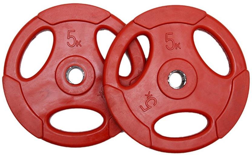 BODY MAXX 28 MM Colored Rubber Coated Plates Stearing Design 10 Kg Red