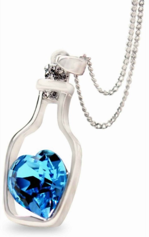 Pendant Necklace in Love Drift Bottle Heart Crystal Style for Ladies Necklace Pendant for Womens Duqhan Gold 