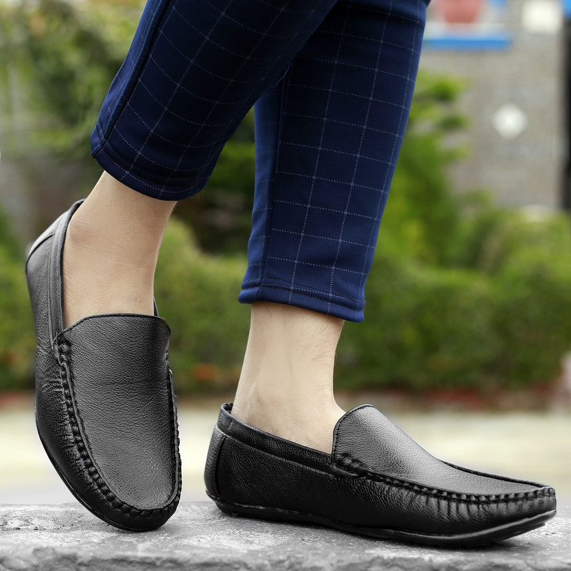 casual leather loafer shoes