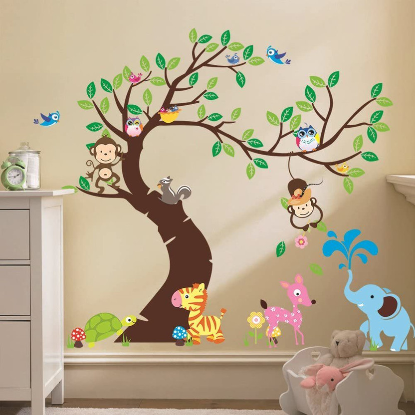 Kayra Decor Large Size Amazing Animals Wall Design Stencils For Wall Painting And Home Wall Decoration Suitable For Room Decor, Kids Room And Craft ( 75" x 60" Inch ) ( KHSNT530 ) KHSNT530 (PVC 75 x 60 inch) Wall Stencil(Pack of 1, Beautiful Design)