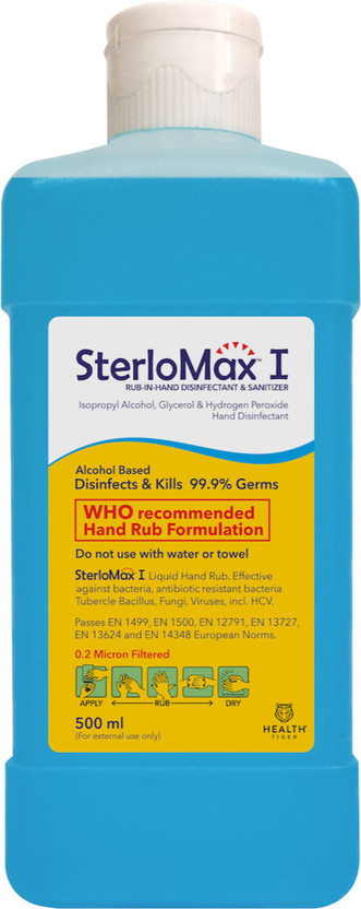 SterloMax 75% Isopropyl Alcohol-based Hand Rub Sanitizer and Disinfectant 500 ML Hand Rub Bottle(500 ml)