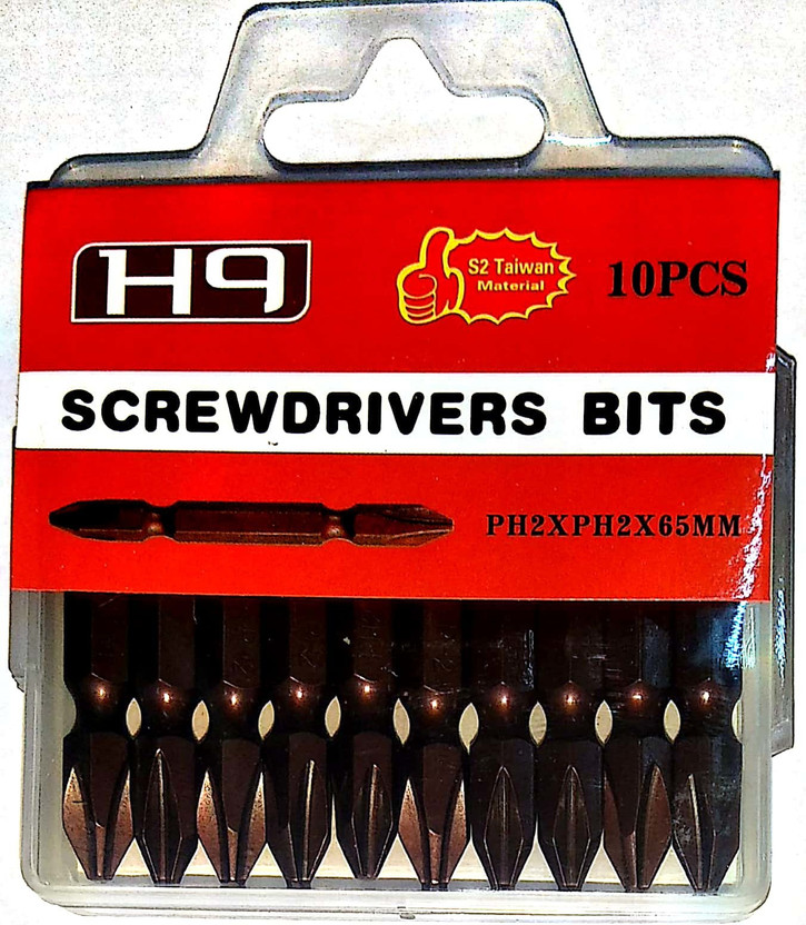 h9 1/4 Hex Double Ended Magnetic Screwdriver Bit Ph2 Bits in Bronze Finish S2 Taiwan For Industrial & Home Use in Screw driver Power Tools (Pack Of 10 Pcs) (Size Ph2 - Ph2 X 65 Mm) Impact Screwdriver(Pack of 10)