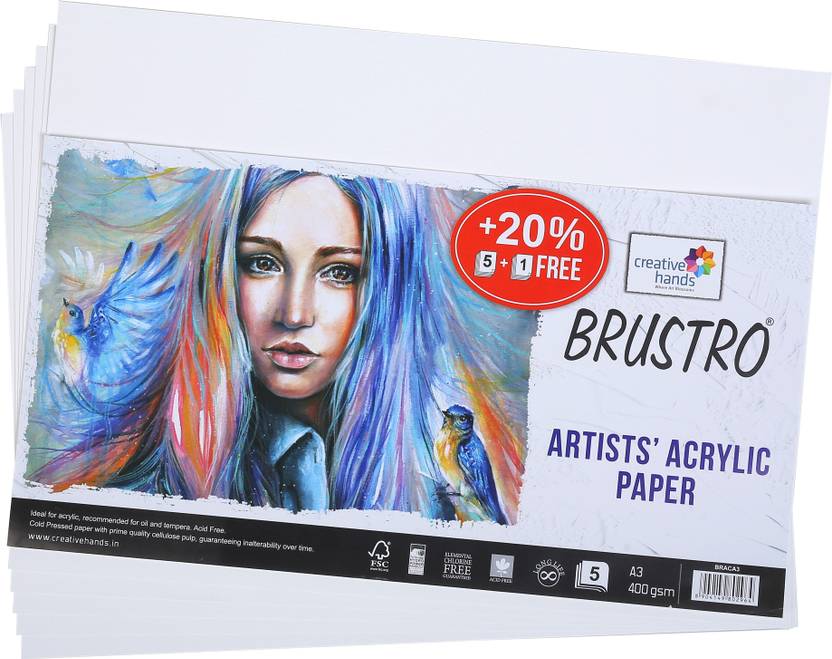 BRuSTRO acrylic sheet loose A3 400 gsm Acrylic Paper