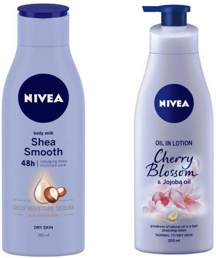 NIVEA Shea Smooth & Cherry Blossom Body Lotion 200 ml (Pack of 2) 65