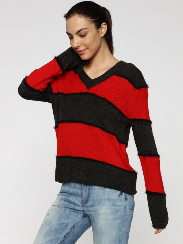 womens black and red sweater