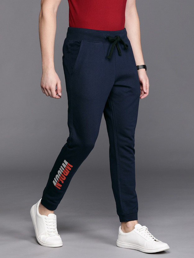 WROGN Solid Men Dark Blue Track Pants 
