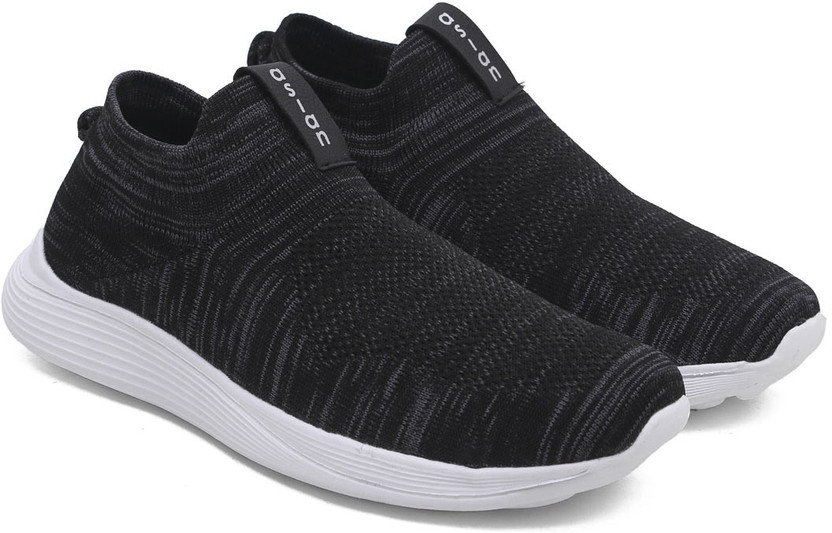 Black sports shoes without laces clearance