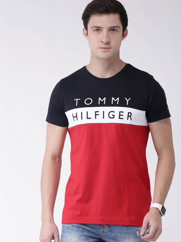 Nat undersøgelse to uger TOMMY HILFIGER Color Block Men Round Neck Red T-Shirt - Buy TOMMY HILFIGER  Color Block Men Round Neck Red T-Shirt Online at Best Prices in India |  Flipkart.com