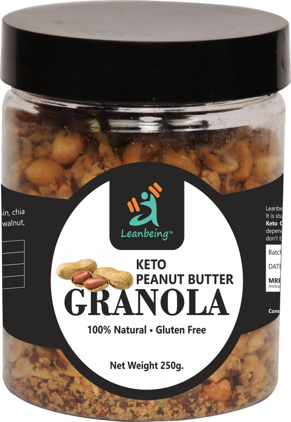 LEANBEING Keto Peanut Butter Granola 250g | Low Carb Cereal, Gluten & Grain Free, High Protein Keto Cereals Energy Snack Plastic Bottle(250 g)