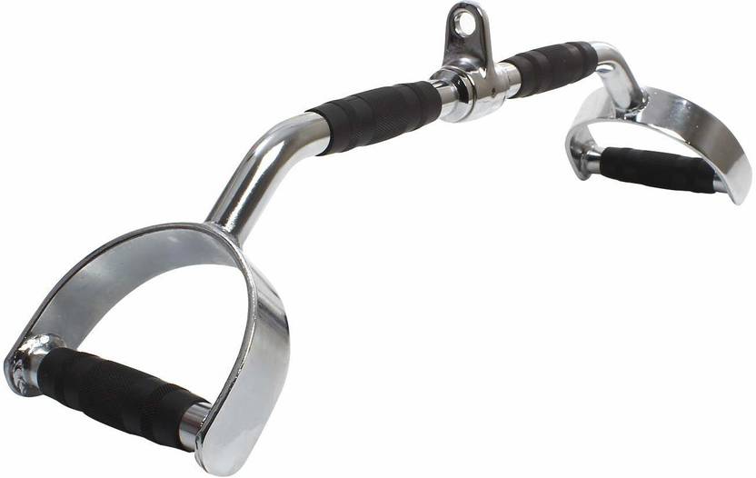 FITSY Gym Cable Machine Attachments Chrome LAT Pull Down Bar with D Handle, 25 inches Multi