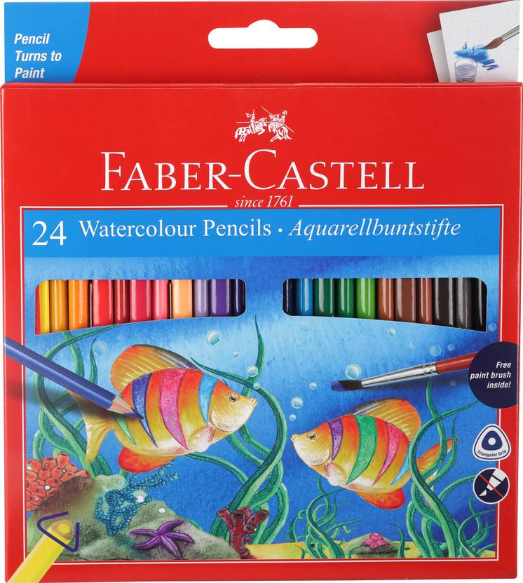 FABERCASTELL 24 Water Colour Pencils+ Paint Brush Pencil