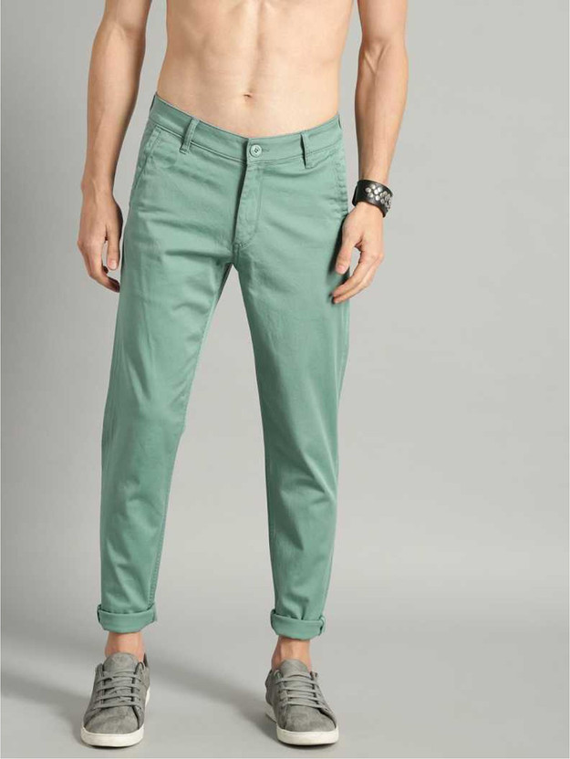 I KING Regular Fit Men Green Trousers 