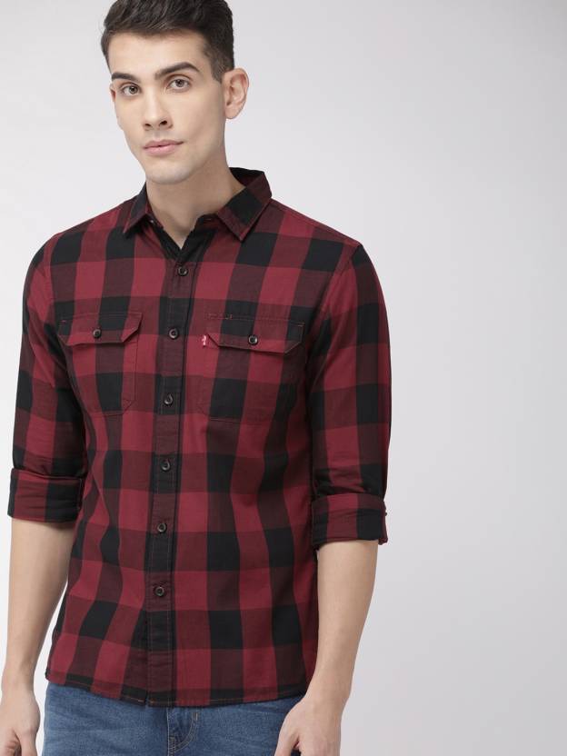 LEVI'S Men Checkered Casual Maroon, Black Shirt - Buy LEVI'S Men Checkered  Casual Maroon, Black Shirt Online at Best Prices in India 