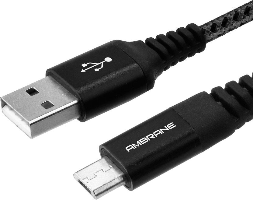 Ambrane Micro USB Cable 3 A 1 m RCM-10(Compatible with Mobile, Black, One Cable)