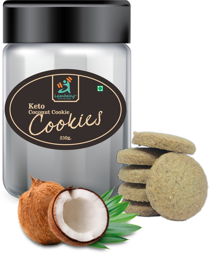 LEANBEING Keto cookie Coconut (250grams) | Ultra low carb | Keto friendly Snack | Gluten free | Zero sugar | Cookies Biscuit(250 g)