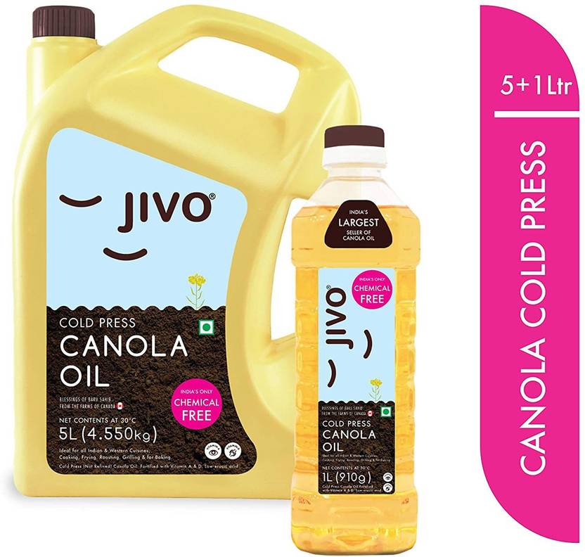 JIVO Cold Press Canola Oil 5 Ltr+1Ltr Canola Oil Can Price in India