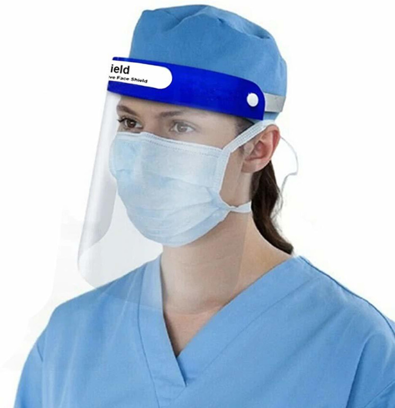 Case Designer SAFE LIVING MASK SHIELD HELMET Case Designer Safe Protective Isolation Full Cover Face Shield Mask Eyes Nose Full Frontal Protection Safety Equipment - Transparent Clear Safety Visor(Size - L)