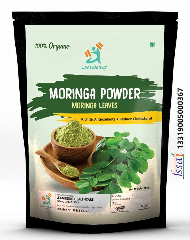 LEANBEING Organic Moringa (Olifera) Leaf Powder- Powerful Vitamins & Antioxidants (200 GM)(200 g)