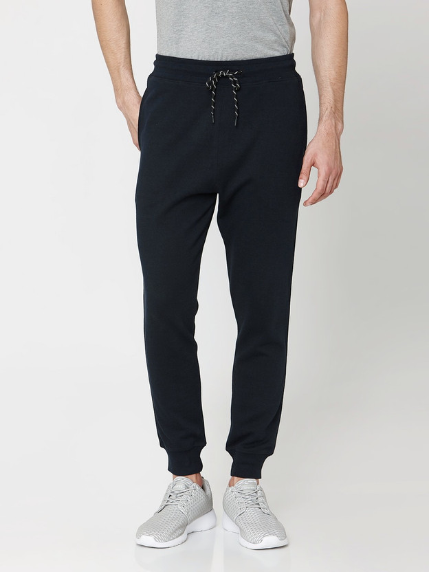 MUFTI Solid Men Dark Blue Track Pants 