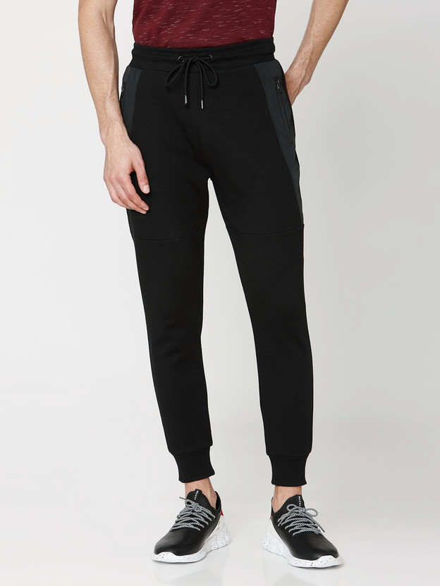 MUFTI Solid Men Black Track Pants - Buy 